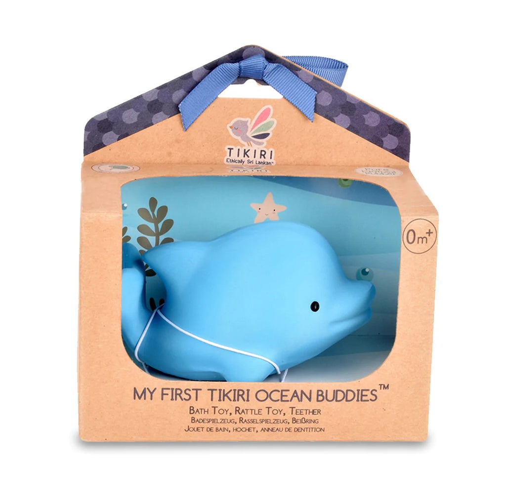 MY 1st Tikiri Ocean Buddies - Dolphin Teether and Rattle Toy, GIFT BOX
