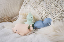 Load image into Gallery viewer, My 1st Tikiri Ocean Buddies Bath Set, Pastel Collection, Seahorse, Turtle, Dolphin in an organic mesh bag
