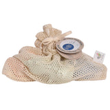 My 1st Tikiri Ocean Buddies Bath Set, Pastel Collection, Seahorse, Turtle, Dolphin in an organic mesh bag