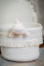 Load image into Gallery viewer, Tikiri Muslin Comforter - Hippo with Rubber Leaf Teether