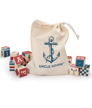 NAUTICAL ABC BLOCKS  26PC SET  WITH CANVAS BAG