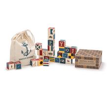 Load image into Gallery viewer, NAUTICAL ABC BLOCKS  26PC SET  WITH CANVAS BAG