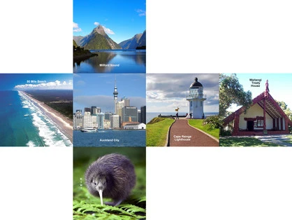 NEW ZEALAND PLACES  3X3  PILLOW  PRINTED